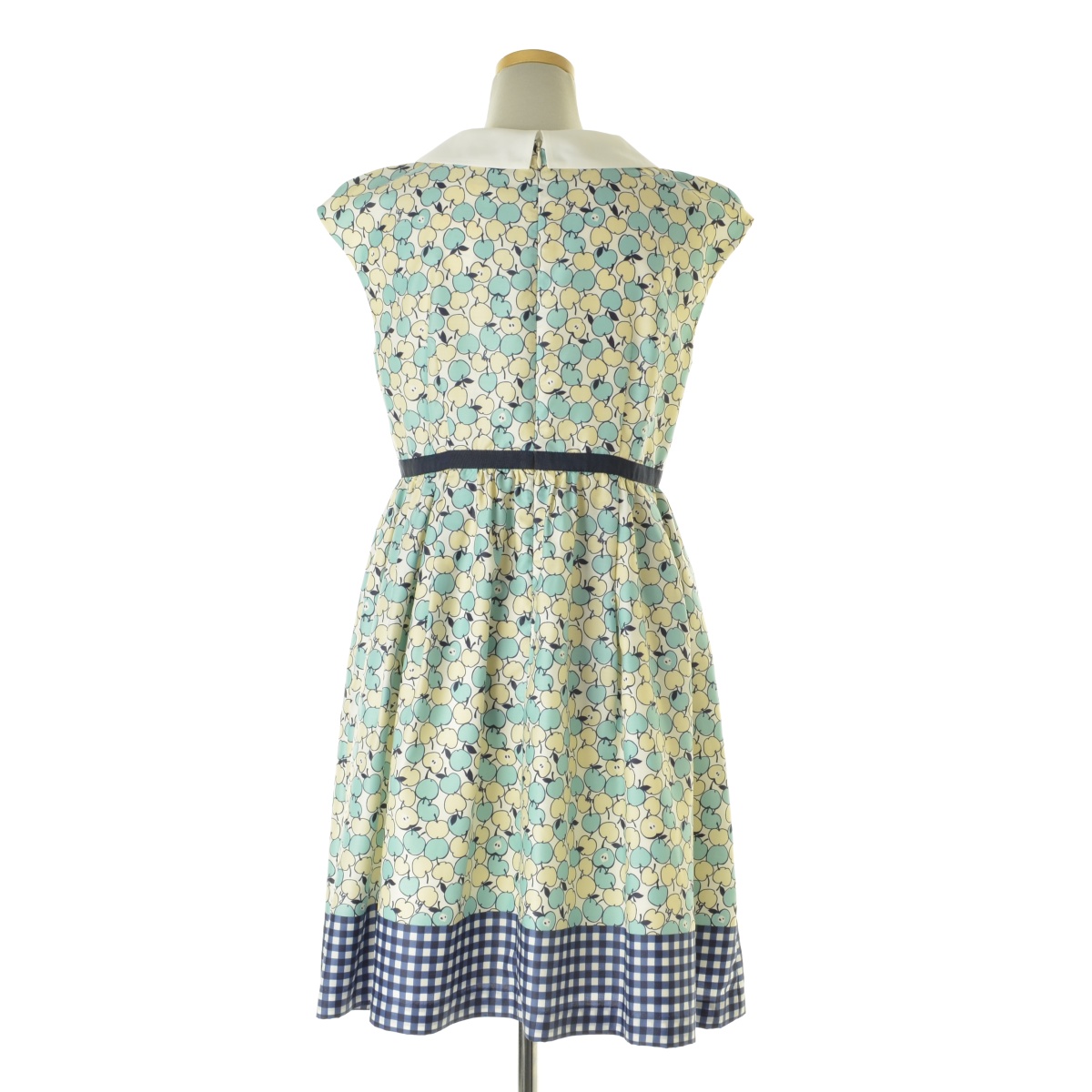 ブランド古着 Bon Mercerie Anatelier ボンメルスリードアナトリエ アップルプリントフレア フレンチスリーブワンピース 半袖 ブランド古着の買取販売カンフル