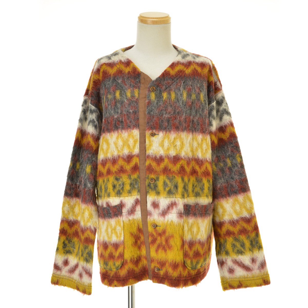 ENGINEERED GARMENTS / エンジニアードガーメンツ 21AW Crewneck Cardigan - Fair Isle  Mohair フェアアイル モヘアウール ニット 長袖カーディガン -ブランド古着の買取販売カンフル