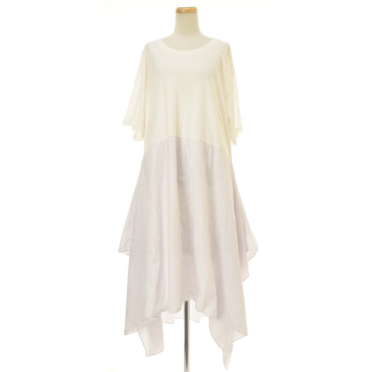 MM6 MAISON MARGIELA / २ॷå᥾ޥ른θS52CT0283 S22937 ASYMMETRICAL TUNIC DRESS WITH STRIPED SKIRTȾµԡרܺٲ