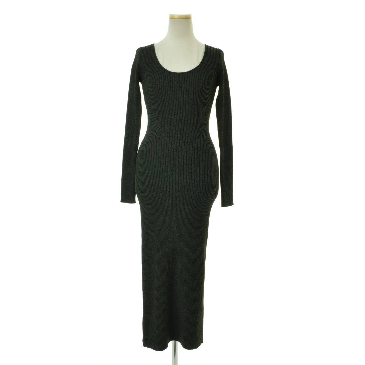 GANNI / ˡθK1559 Green Ribbed dress ޥĹµԡרܺٲ