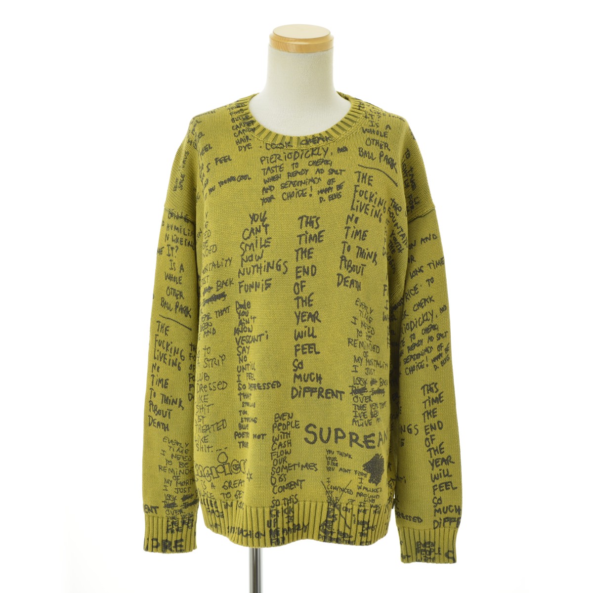 Gonz Poems Sweater Olive Sサイズ