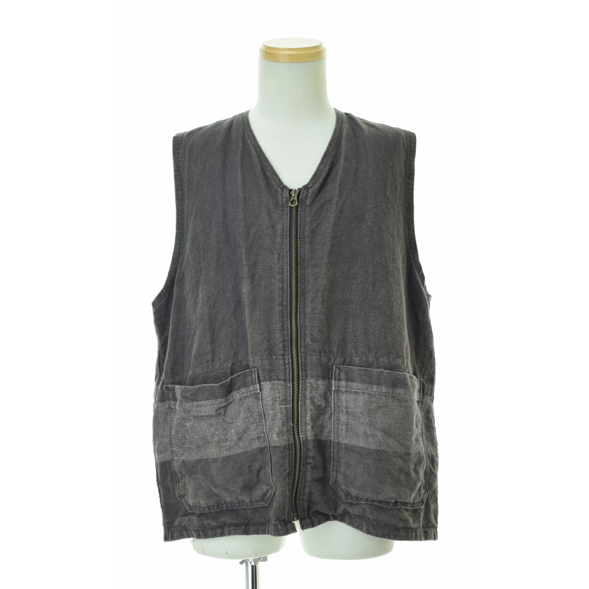 NIGEL CABOURN / ʥ륱ܥθ23SS 80460070005 BEAN SACK BORDER VEST - HEMP LINEN٥ȡרܺٲ