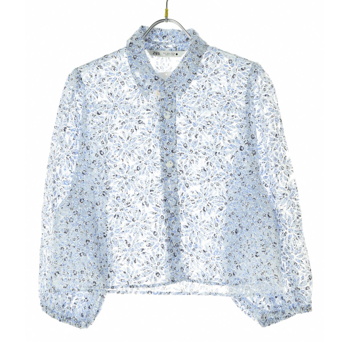 ジャガード パフ袖 シースルー ブラウス zara 刺繍セミシースルーブラウス - ライトベージュ | ZARA Japan / 日本