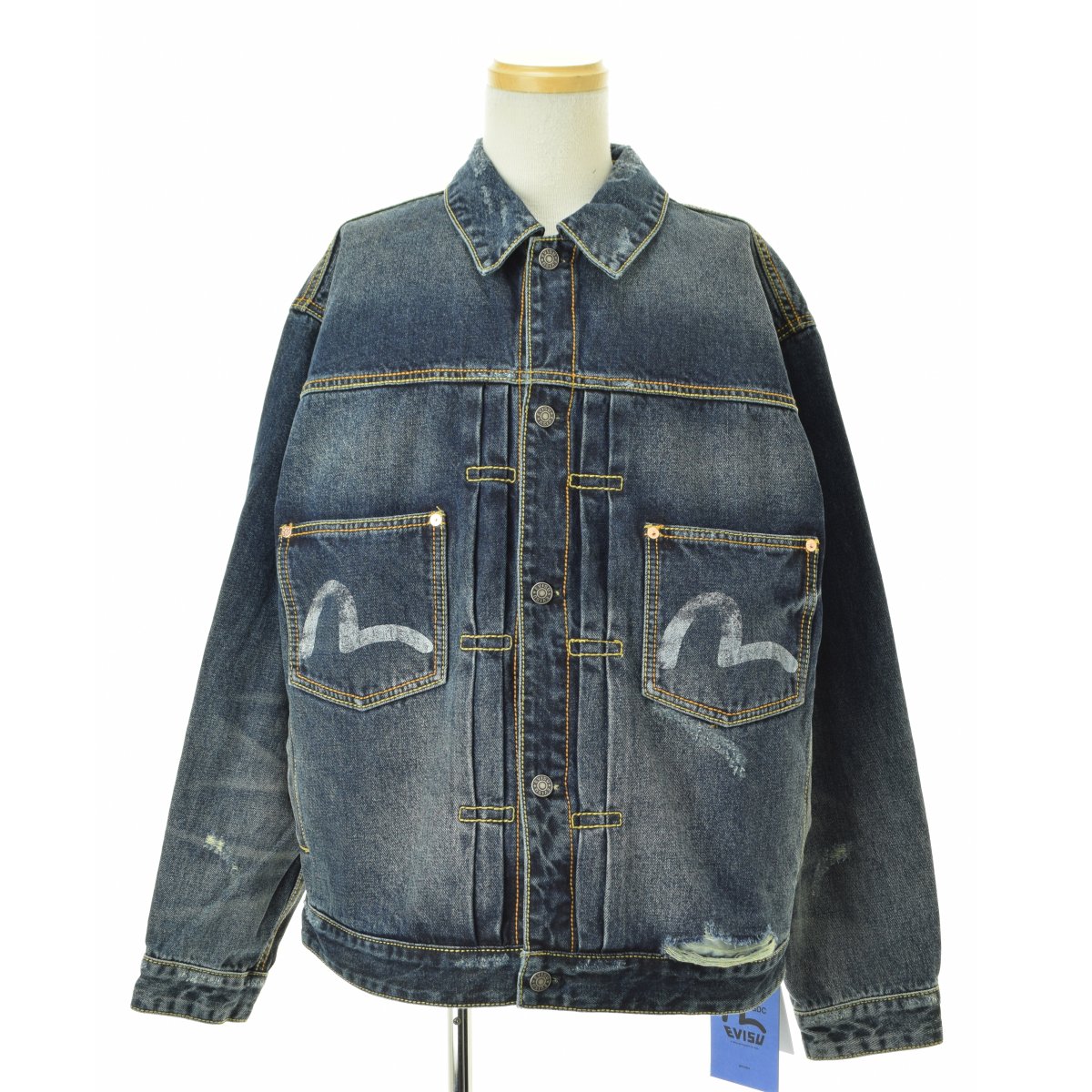 evisu エヴィス 家紋 2nd type デニムジャケット EVISU エヴィス 家紋 デニム ジャケット ブラウン系 インディゴ