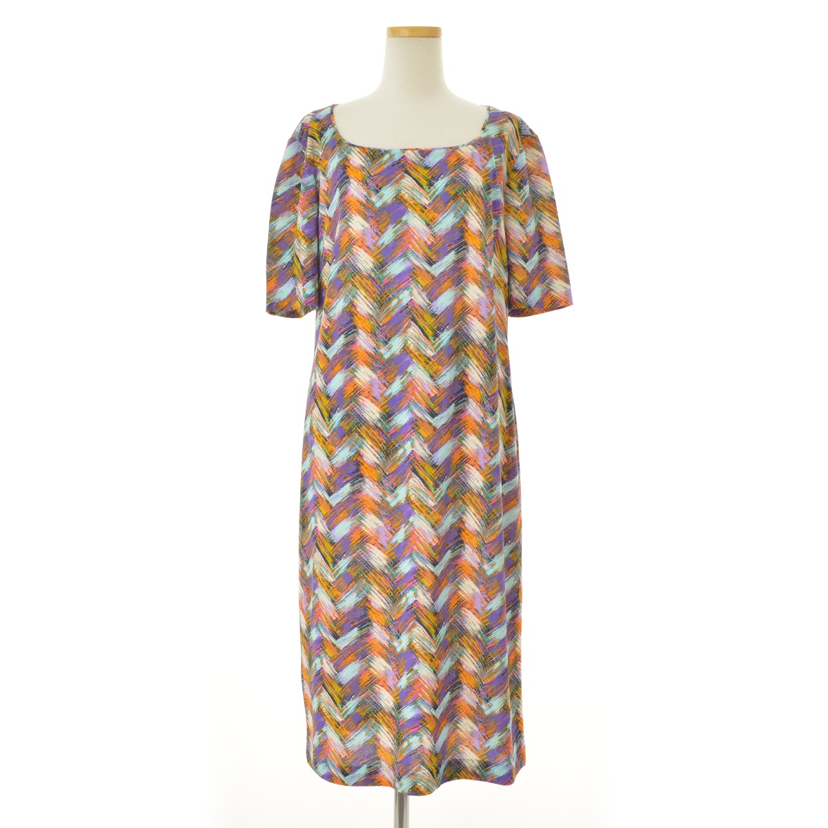【MISSONI】ミッソーニ 綿100% オープンカラーニットシャツワンピース ブランド古着】MISSONI / ミッソーニ OLD マルチカラー 五分袖